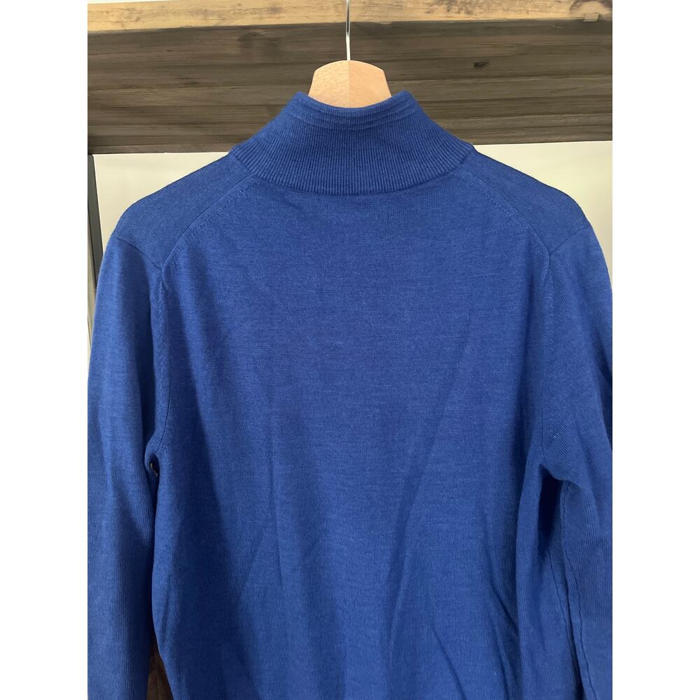 Banana Republic Mens Quarter Zip Extra Fine Merino Wool Sweater Blue Size Medium - Picture 5 of 5